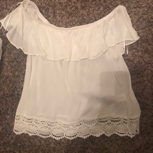 White off the shoulder shirt with lace